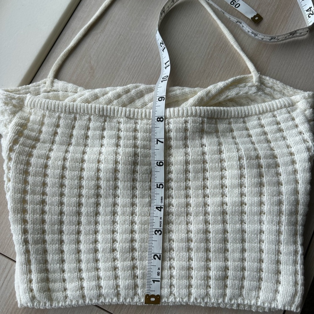Roxy Venice Soft Crochet Knit Halter Top Egret Off-White, Size L - Picture 5 of 6